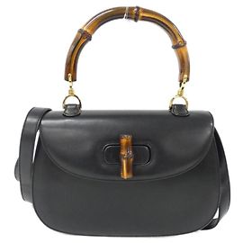 Gucci Black Leather Handbag Black