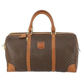 Céline Celine Vintage Macadam Boston bag Canvas and Leather Brown