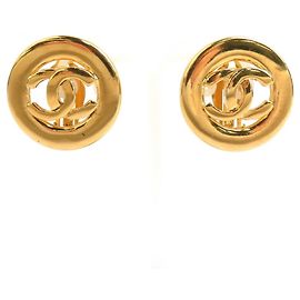 Boucles d'oreilles en métal doré Chanel Coco Mark Doré