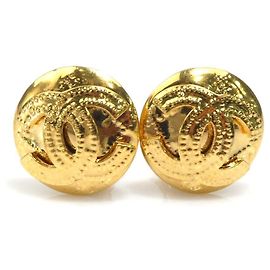 Boucles d'oreilles clips en métal doré Chanel Coco Mark Doré