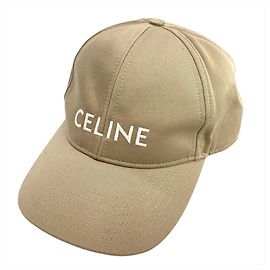 Céline Boné de beisebol de algodão bege Celine Bege