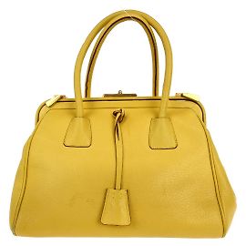 Borsa Bauletto Vintage Prada in pelle piccola Giallo