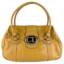 Senfgelbe Leder-Schultertasche Christian Dior Gelb Senf