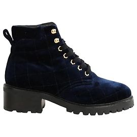 Sandro Blaue Samt Schnürstiefel Blau