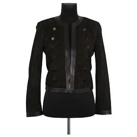 Saint Laurent Schwarze Wildlederjacke Schwarz
