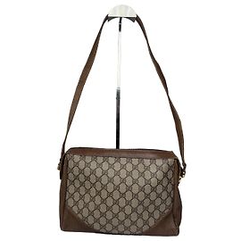 Vintage Gucci Monogram Leather Bag Grey Brown Grey
