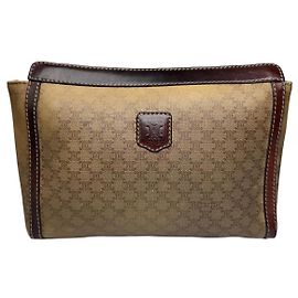 Céline Clutch in Pelle Monogramma Celine Paris Vintage Beige Marrone Beige