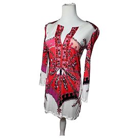 Robe / Haut Abstrait Vintage Emilio Pucci Rouge Blanc XS Rouge