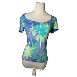 Vintage Emilio Pucci Blue Abstract Top XS Turquoise