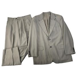 Vintage Dior Wollanzug Grau L Silber