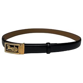 Céline Vintage Celine Snake Emblossed Leather Belt Black Black