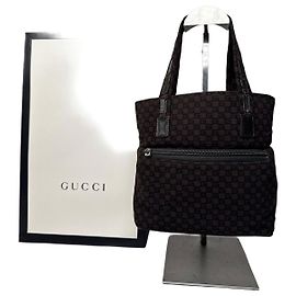 Bolsa mini tote vintage Gucci G monograma em lã e couro marrom Marrom