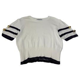 Vintage Givenchy gestreifte Hemd M / L schwarz weiß Weiß