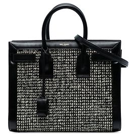 Sac De Jour Sac en Tweed Houndstooth Petit de Saint Laurent Noir