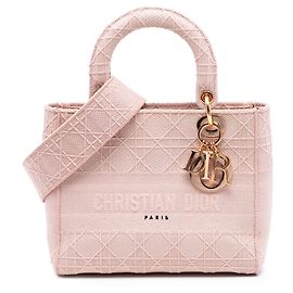 Dior Medium Toile Cannage Lady D Lite Rosa