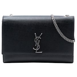 Bolsa transversal Kate Monogram em couro Grain De Poudre médio da Saint Laurent Preto