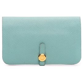 Hermès Togo Dogon Duo Cartera GM Azul