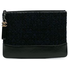 Chanel Medium Tweed e Pelle di vitello Gabrielle O Pochette Blu