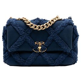 Chanel Médio em Lona e Algodão 19 com aba Azul