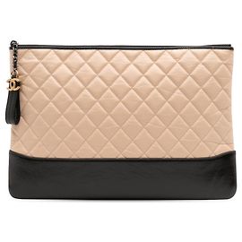Chanel Große Gealterte Kalbsleder Gabrielle O Etui Tasche Braun