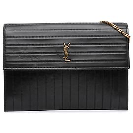 Bolsa cruzada Victoire em couro de bezerro matelassé da Saint Laurent Preto