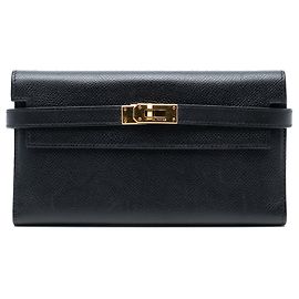 Hermès Epsom Kelly Trifold Portefeuille long Black