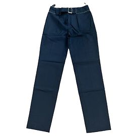 Calça reta Chanel de lã e seda preta Preto