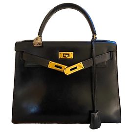Hermès Hermes Kelly 28 Sellier Midnight Blue Box Leather Gold Hardware Navy blue