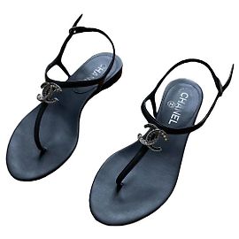 Black Chanel sandals with crystals Black