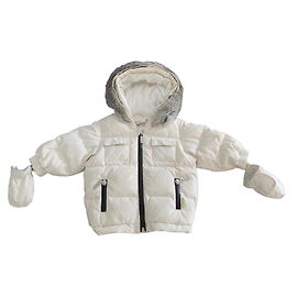 Baby Dior Down Jacket with Fur Collar White