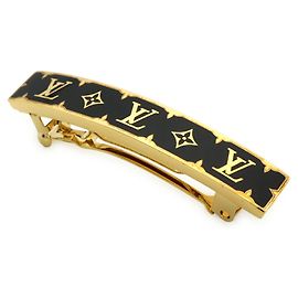 Clipe de cabelo em esmalte Nanogram Louis Vuitton Preto Dourado