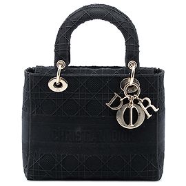Dior Nero Medio Tela Cannage Lady D Lite Nero