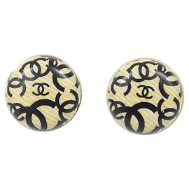 Orecchini Clip Chanel in Nero, Oro e Giallo Nero D'oro Giallo
