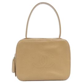 Sac à main en cuir beige Chanel Beige