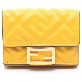 Fendi Baguette Micro Tri-fold Wallet Yellow