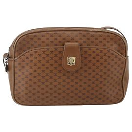 Céline Bolsa de Ombro Celine Vintage Macadam em Lona e Couro Marrom