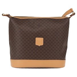 Céline Sac à épaule Macadam Vintage Celine en toile et cuir Marron