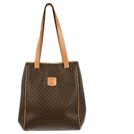 Céline Bolsa tote Macadam vintage Celine em lona e couro Marrom