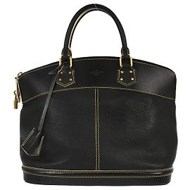 Louis Vuitton Suhali Lockit Handbag Leather MM Black