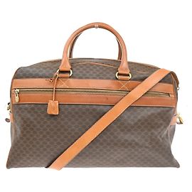 Céline Borsa Boston Macadam Vintage Celine in tela e pelle Marrone
