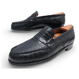 CALÇADOS JM WESTON MOCASSINS 2800 SOB MEDIDA EM COURO DE CROCODILO 7C 41 Preto