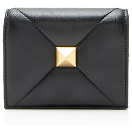 Valentino Garavani Valentino Nappa Leather Roman Stud Flap Wallet Black