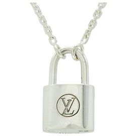 Louis Vuitton Silver Lockit Necklace Silvery Metallic