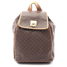Céline Mochila Celine Macadam de cuero PVC Castaño