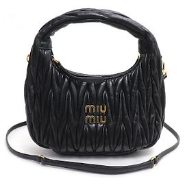 Miu Miu Wander Matelassé Leather 2way Shoulder Bag Black