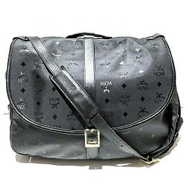 MCM Logogram PVC Leather Shoulder Bag Black