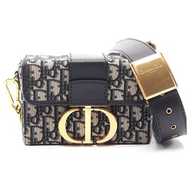 Borsa a spalla in tela obliqua Dior 30 Montaigne in pelle Marrone Beige