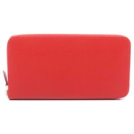 Billetera redonda larga Azap de cuero Hermès Roja