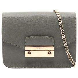 Borsa a spalla in pelle Furla Julia verde Verde