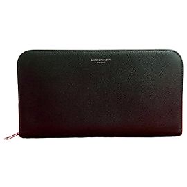 Yves Saint Laurent Saint Laurent Paris Leather Long Zip Wallet Black